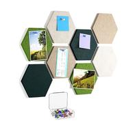 Tableau en Liège Hexagonal Autocollant - 8 Panneaux Muraux Décoratifs en Feutre avec Punaises, Panneau Liège Adhésif pour Photos, Mémos et Décoration Murale, Idéal pour Bureau, Maison et École