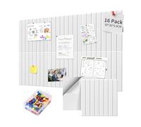 Tableau en Liège Mural 30x30 cm - 8 Panneaux en Feutre Adhésif(120x120 cm) Blanc Porcelaine + 70 Punaises - Tableau d'Affichage pour Bureau et Maison