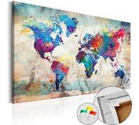 Tableau en liège World Map: Colourful Madness-Taille L 90 x H 60 cm