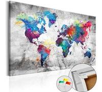 Tableau en liège World Map: Grey Style-Taille L 120 x H 80 cm Imprimé