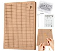 Tableau en macramé avec stylos, 28 x 38 cm, macramé double face avec 50 aiguilles en T en acier, grille carrée, réutilisable, portable, pour bracelets tressés, corde en coton