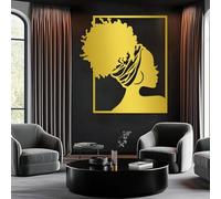 Tableau en métal représentant Une Femme Noire Africaine, Sculpture Murale Moderne d'art Afro-américain, idéal pour Le Salon, la Chambre, Le Couloir et Les escaliers (doré, 48 x 43 cm).