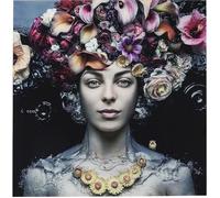 Tableau en verre femme fleurs pastel 120x120cm Kare Design