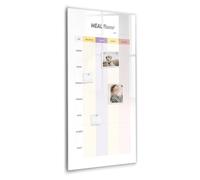 Tableau en verre magnétique premium mural | surface anti-rayures | aimants néodyme haute adhérence, feutre effaçable et éponge | idéal notes, tâches, rappels- 60x120 - Planificateur de repas