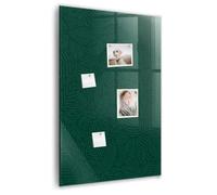 Tableau en verre magnétique premium mural | surface anti-rayures | aimants néodyme haute adhérence, feutre effaçable et éponge | idéal notes, tâches, rappels - 60x90 - Motif de feuilles linéaires