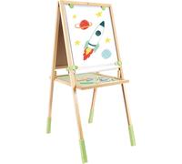 HaPe Tableau 2 en 1 en bambou, double face magnétique/ardoise, pieds pliables, 3 ans+