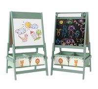 Tableau enfant 3 en 1 - AIYAPLAY - double face - tableau noir et blanc - rouleau de papier - 2 paniers de rangement - 3-8 ans -