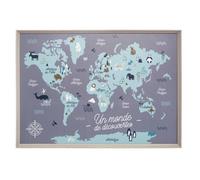 Tableau enfant carte du monde 50x70 cm - Multicolore - Atmosphera createur d'interieur