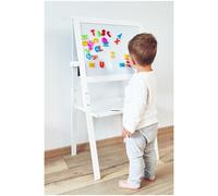 Mamabrum Tableau Enfant Bois Chevalet 52 X 42 X 98 CM Magnétique Feutre & Tableau Noir à Craie - Hauteur Réglable Accessoires