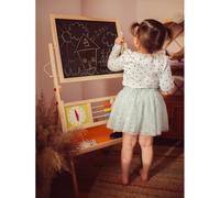 Mamabrum Tableau Enfant en Bois 98 x 45 x 42 cm Face Magnétique avec Marqueur + Tableau Noir à Craie - Horloge et Boulier -