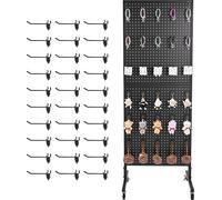 Tableau enfichable VEVOR Présentoir, 405x600x1670 mm, Présentoir avec roulettes pivotantes & 30 crochets, Tableau en acier pour épiceries, magasins de détail & bijouteries, noir
