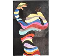 Tableau fait à la main en peau de vache FUN 51x76 noir et bleu