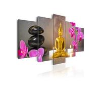 Tableau Golden Buddha and orchids-Taille L 200 x H 100 cm