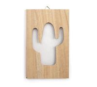 Tableau grillage en bois à décorer - Cactus - 15 x 24 cm