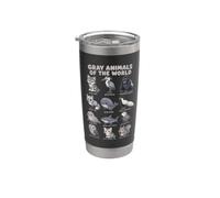 Tableau Gris Des Animaux Du Monde, Loup, Hibou, Phoque Gobelet isotherme en acier inoxydable double paroi