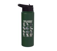 Tableau Gris Des Animaux Du Monde, Loup, Hibou, Phoque Stainless Steel Insulated Water Bottle