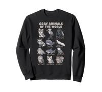 Tableau Gris des Animaux du Monde, Loup, Hibou, Phoque Sweatshirt