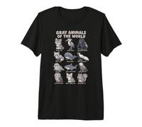 Tableau Gris des Animaux du Monde, Loup, Hibou, Phoque T-Shirt Haut de Gamme