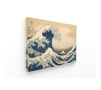 Panorama Tableau Hokusai La Grande Vague de Kanagawa 70 x 50 cm - Impression sur Toile avec Châssis en Bois - Affiche Moderne Maison