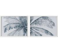 Tableau Home ESPRIT Bleu Blanc Palmiers Méditerranée 80 x 2 x 60 cm (2 pièces)