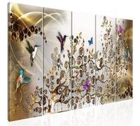 Tableau Hummingbirds Dance (5 Parts) Gold Narrow-Taille L 225 x H 90 cm Imprimé G