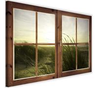 Tableau Impression moderne sur toile Image Cadre déco Canevas Fenetre Mer Hiver 60x40