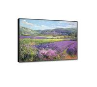 Tableau Impression sur Toile Art Mural Photo - Champs de lavande en Vieille Provence -Reproduction d'œuvres d'art célèbres Peintures à l'huile - Image Mur Art Affiche 80x105cm31"x41"Cadre noir