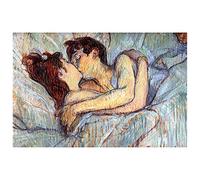 Tableau, Impression sur Toile - dans Le Lit. Le Baiser Henri De Toulouse-Lautrec cm. 40x60