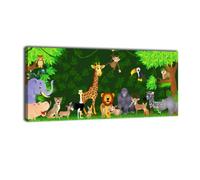 Tableau Impression sur toile Panorama N ° 204 Jungle Party 119,9 x 50 cm (120 x 50 cm) Imprimé sur toile Animaux enfants Enfants Bande dessinée