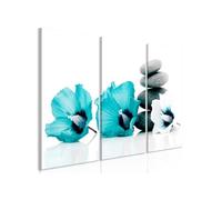 Tableau Imprimé 3 Panneaux "Calm Mallow Turquoise" 80 x 120 cm
