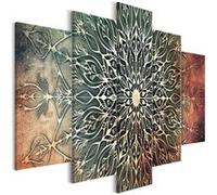 Tableau Imprimé 5 Panneaux "Center Wide Green" 50 x 100 cm Multicolore G