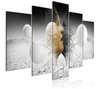 Tableau Imprimé 5 Panneaux "Woven Faces Wide Golden" 50 x 100 cm Multicolore G