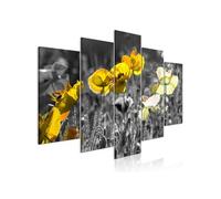 Tableau Imprimé 5 Panneaux "Yellow Poppies Wide" 50 x 100 cm