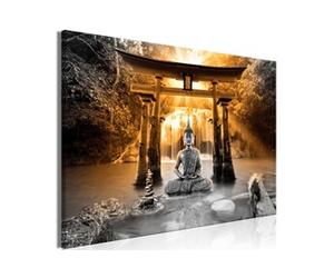 Tableau Imprimé "Buddha Smile Wide Orange" 60 x 90 cm