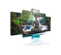 Tableau Imprimé "Buddha & Waterfall" 50 x 100 cm