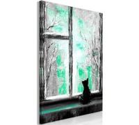 Tableau Imprimé "Longing Kitty Green" 60 x 90 cm Multicolore G