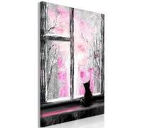 Tableau Imprimé "Longing Kitty Pink" 60 x 90 cm Multicolore G