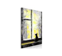 Tableau Imprimé "Longing Kitty Yellow" 60 x 90 cm Multicolore G