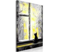 Tableau Imprimé "Longing Kitty Yellow" 60 x 90 cm Multicolore G