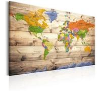 Tableau Imprimé "Map on Wood : Colourful Travels" 60 x 90 cm