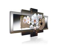 Tableau Orchid and zen garden brown-Taille L 100 x H 50 cm Imprimé