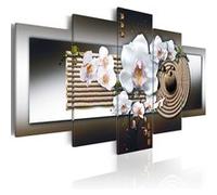 Tableau Orchid and zen garden brown-Taille L 100 x H 50 cm Imprimé