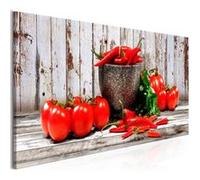 Tableau Imprimé "Red Vegetables Wood Narrow" 45 x 135 cm Multicolore G