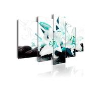 Tableau Imprimé "Turquoise Lilies & Stones" 50 x 100 cm