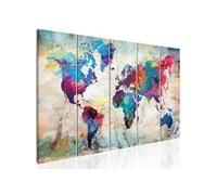 Tableau Imprimé "World Map : Cracked Wall" 80 x 200 cm Multicolore G