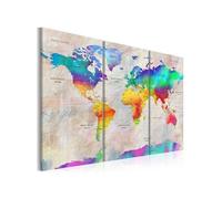 Tableau World Map: Rainbow Gradient-Taille L 120 x H 80 cm Imprimé