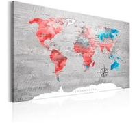 Tableau - World Map: Red Roam - 90x60 Artgeist (10914)