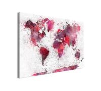 Tableau - World Map: Red Watercolors (1 Part) Wide - 120x80 Artgeist (10917)