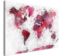 Tableau - World Map: Red Watercolors (1 Part) Wide - 120x80 Artgeist (10917)