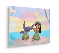 Komar Tableau sur châssis - Lilo et Stitch, dansant - Dimensions : 40 x 60 cm - Image murale pour chambre d'enfant, chambre d'enfant, coloré